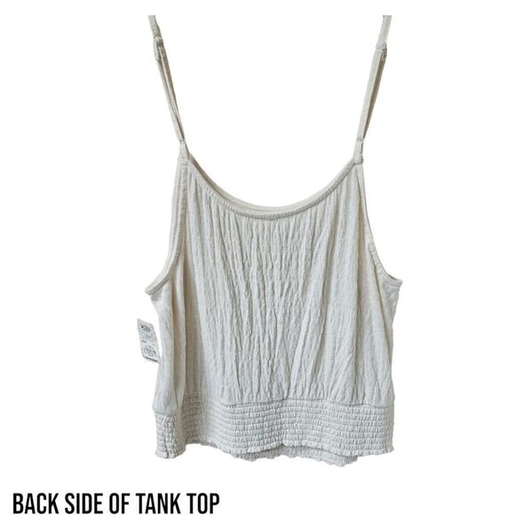 MUDD Women's Cream colored Soft Smocked bottom Tank Top - Picture 3 of 12